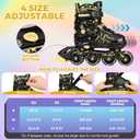 HALOSK Kids Inline Skates for Girls Boys with Light Up Wheels, Adjustable Blade Skates Gradient Glitter Star with Breathable Comfort Liner for Youth Beginners, Large- Youth 