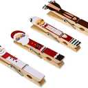 Christmas Decorative Character Clothespins - Santa, Mrs. Claus, Snowman, and Reindeer - for Decoration, Card Display, and More