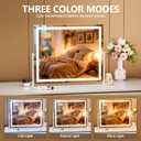 Vanity Mirror with Lights, 34'' x 26'' Lighted Makeup Mirror, Touch Screen with 3-Color Lighting, Dimmable for Vanity Desk Tabletop Square White