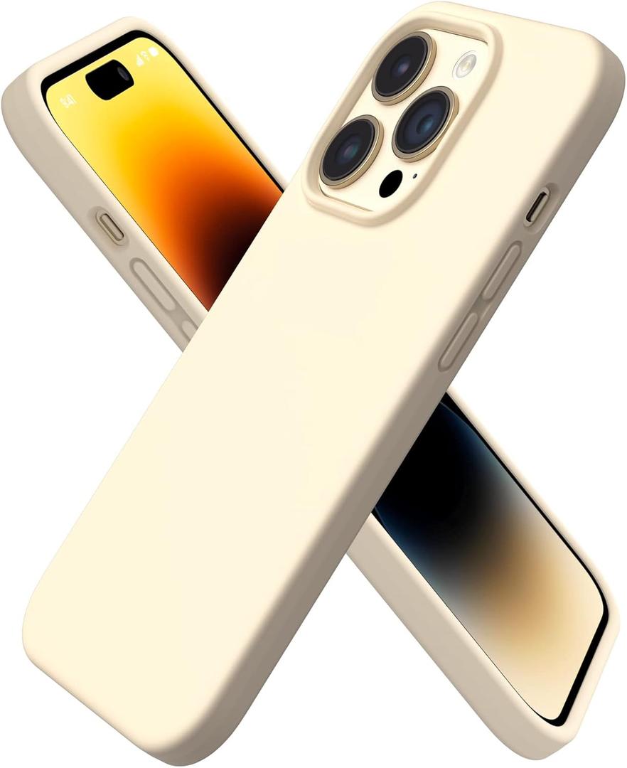 ORNARTO Compatible with iPhone 14 Pro Case 6.1, Slim Liquid Silicone 3 Layers Full Covered Soft Gel Rubber Phone Case Protective Cover with Microfiber Lining 6.1 inch-Baby Yellow