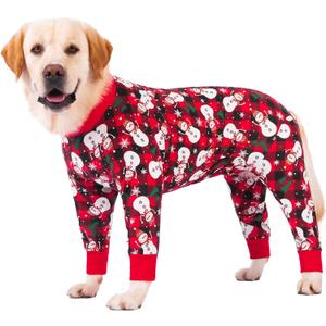 Dog Recovery Suit After Surgery Female Male, Medium Large Dog Neuter Shirt Cone Alternatives Prevent Licking Surgical Onesies (Xmas Snowman, XL)