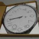 Foxtop Atomic Wall Clock Battery Operated Round Analog Modern Wall Clock Sets Automatically for Office Classroom Bedroom Kitchen Living Room (Black)