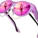 URUMQI Sunglasses Over Glasses Women, Polarized UV400 Protection Fit Over Glasses Sunglasses for Women Round Cat Eye