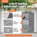 VEVOR Carport Replacement Canopy Cover 13 x 20 ft, Garage Top Tent Shelter Tarp Heavy-Duty Waterproof & UV Protected, Easy Installation with Ball Bungees,Grey (Only Top Cover, Frame Not Include)