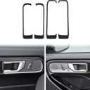Carbon Fiber Inner Door Handle Frame Cover Trim Compatible with Ford Explorer 2020 2021 2022 2023 2024 Interior Accessories Black (4Pcs)