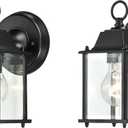 WISBEAM 2 Packs Outdoor Wall Lantern, Black Exterior Waterproof Wall Sconce for House, Aluminum Housing Plus Glass, Wet Location Rated, ETL Qualified, Bulbs Not Included