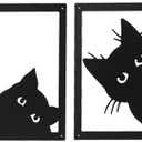 qzmaikoo 4 Pieces Metal Black Cat Wall Art Decor Metal Wall Decor Cat Wall Art for Living Room Bedroom Kitchen Bathroom Black Cat Design Ideal Gift for Cat Lovers,11.81x7.87 inches