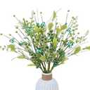 19.6" Fake Lavender Flowers Artificial Purple 5Pcs Faux Florals Plastic Flowers with Daisies Bulk Bush Spring Summer for Garden Porch Table Centerpieces Home Kitchen Wedding Decorations