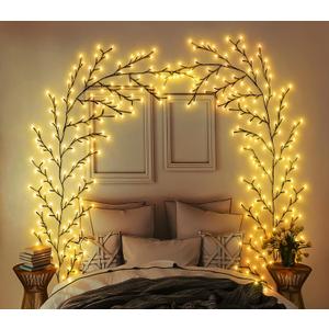 160 LED Plug In Vines Lights Room Decor with Remote, 8 Modes and Timer, Indoor Home Plants Flowers Tree Willow Lights, Artificial Tree for Walls Bedroom Living Room Kitchen Coffee Shop DecorBlack