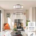 Caged Ceiling Fans with Lights Flush Mount, Low Profile Ceiling Fan with Lights Remote Control, 20'' Modern Bladeless 6 Speeds for Bedroom, Nursery, Kitchen, Brown
