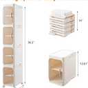 4-Tier Slim Bathroom Storage Cabinet, Tall Narrow Storage Cabinet with Movable Wheels, Adjustable Shelves, Skinny Bathroom Storage Organizer for Small Space, Bathroom, Kitchen, Laundry, Cream White