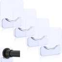 Adhesive Shower Curtain Rod Holder, 4 Pcs Tension Rod Holders, No Drilling | Invisible Rod Retainer, Transparent Wall Mount Holder for Shower Curtain Rod, (Rod Not Included)