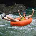 VOFiTNY Inflatable River Tubes for Floating Heavy Duty, Heptagon River Rafts for Adults, 43" River Run Tubes for Floating/Surfing/Tubing Adventures, Heavy Duty Tubes for River/Whitewater/Lake/Ocean (43 in x 43 in x 10", Orange)