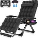 Suteck Oversized Zero Gravity Chair,33In XXL Lounge Chair w/Removable Cushion&Headrest, Reclining Camping Chair w/Upgraded Lock and Footrest, Reclining Patio Chairs Recliner for Indoor Outdoor,500LBS