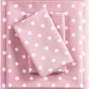 Mi Zone Pink Twin Size Sheet Sets Kids Polka Dot Sheets for Girls 100% Cotton Percale Soft Sheet Set, Flat Sheet, Fitted Sheet, Pillowcase, Breathable All Season Bed Set, Fits up to 14" Mattress