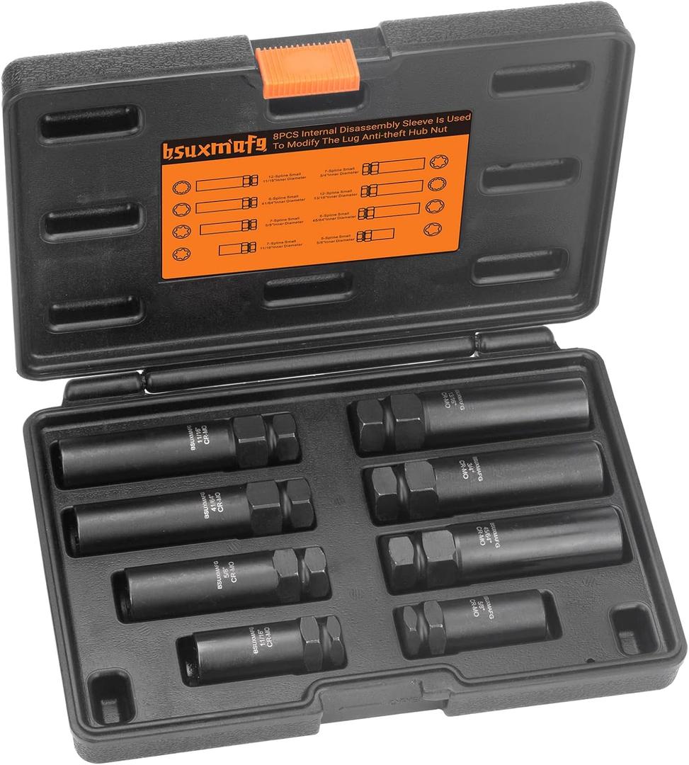 8PCS Wheel Lock Removal Kit Tool, SAE Metric Lug Nut Master Key Set, Wheel Lock Key for Easily Removing Locking Lug Nuts on Aftermarket and Wheels Tire
