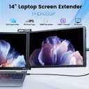 14'' Triple Laptop Screen Extender, 1080P FHD Portable Monitor for 14"-17" Laptop with USB-C/HDMI Port, Plug-Play Monitor Extender for Triple Display for Mac/Windows Remote Work & Multitasking