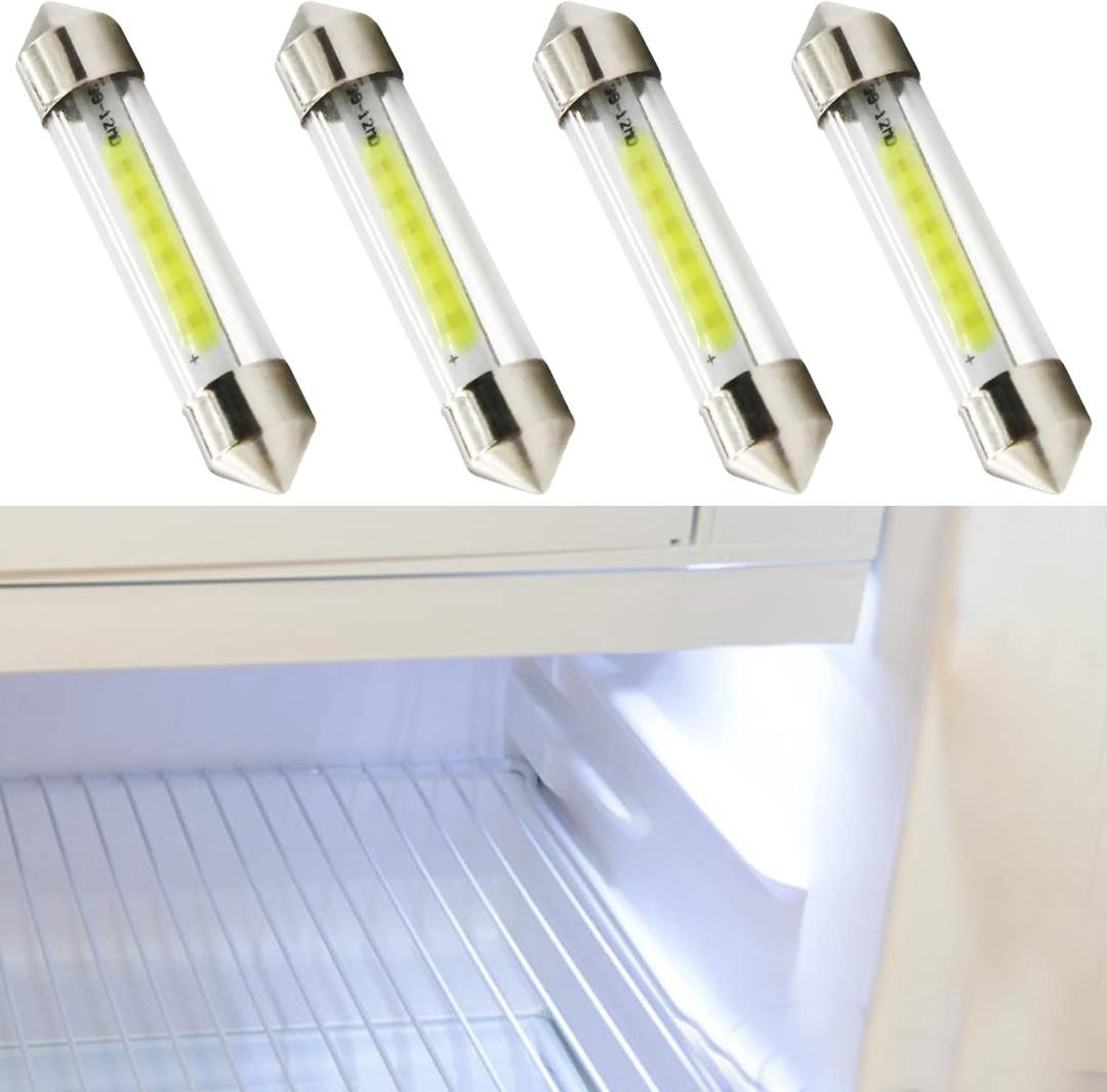 4PCS RV Refrigerator Light Bulb, DC12V Replacement RV Fridge Light Bulbs, Super Bright Low Power Refrigerator Interior Light LED Bulb for Trailer Camper Motorhome 4PCS RV Refrigerator Light Bulb, DC12V Replacement RV Fridge Light Bulbs, Super Bright Low Power Refrigerator Interior Light LED Bulb for Trailer Camper Motorhome