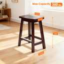 PayLessHere Bar Stools Set of 2, Wooden Saddle Stools 24 Inch Heigh, Bar Chairs Seat with Footrests and Industrial, Kitchen Counter Stools for Restaurant, Bistro Bar and Home Dining