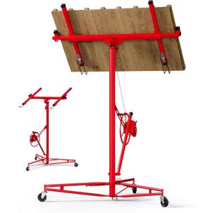 16 Ft Drywall Lift,Drywall Rolling Lifter Panel,150LBS Heavy Duty Sheetrock Lift Drywall Lifter,Drywall Lift Panel Hoist Jack with 360 Adjustable Telescopic Arm & 3 Lockable Wheels (16 ft Red)
