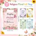 Pajean 100 Pcs Christian Gift Bags Mother's Day Floral Bible Verse Plastic Bags with Handles Religious Party Favor Pouch Inspirational Flower Candy Goodie Pouch for Women Wedding Church Gifts Supply
