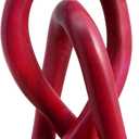 Continuous Looped Entwined Love Knot Sculpture Unique Modern Contemporary Dcor Hand-Crafted Soapstone Artisans of Kenya Genuine Human Hands Precious Gift (6 Inch, Red)