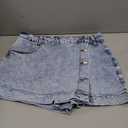 Denim Skort for Women Trendy Slit Mini Denim Skirt Casual Stretchy Jean Skirt with Shorts Summer Short Skirt, M