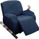 MAXIJIN Oversized Recliner Covers That Stay in Place 4 Pieces Stretch Large Recliner Chair Covers Jacquard Dogs Cats Proof Reclining Slipcovers with Elastic Bottom (XL Recliner, Navy Blue)