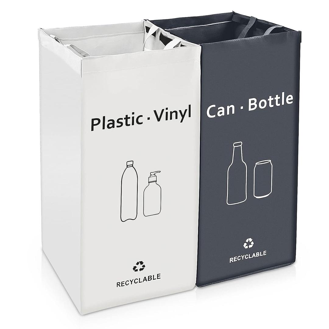 JIALAI HOME Recycling Bin, Separate Large Recycle Bins for Kitchen - Indoor Home Trash Bin, Recyclable Waste Trash Sorting Organizer, Durable, Washable, Affordable Recycle Bags, 2 Pack
