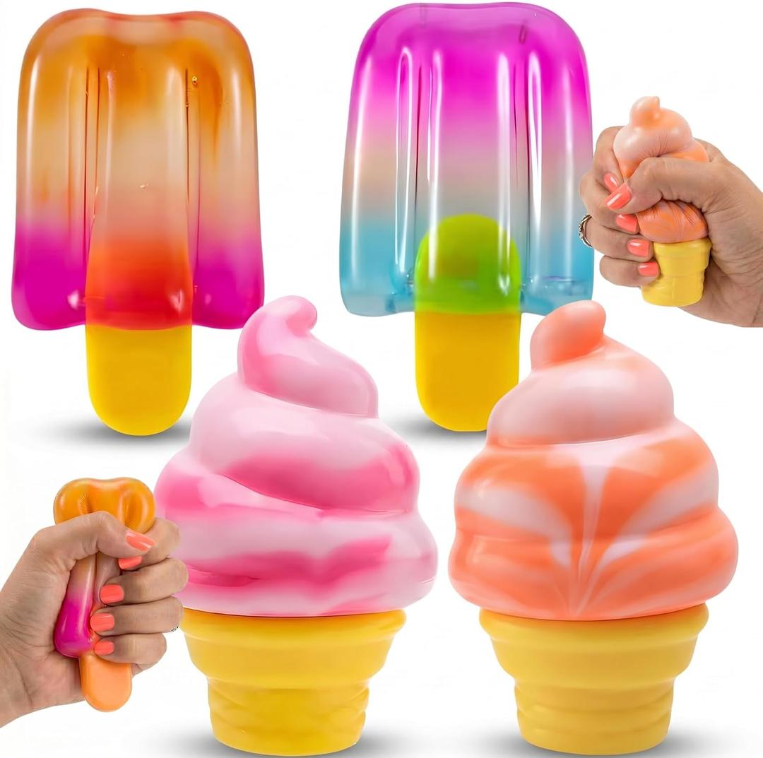 Ice Cream Squishy 4 Pcs - Dumpling Ice Cream 2026 Upgraded Dumplings Squishes for Adults Teens Squeeze Easter Basket Stuffers