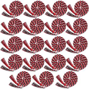 Riakrum 18 Pieces Graduation Cords Bulk 2026 Graduation Polyester Yarn Honor Cords 67 Inch Braided Honor Ropes with Tassels for College Students (Black,Red and White)