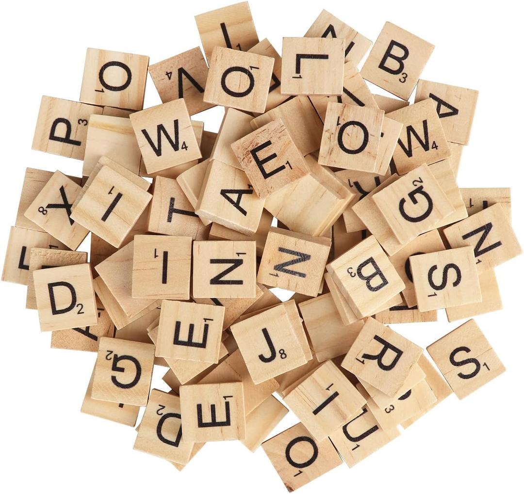 2000 PCS Wood Letter Tiles, Wooden Scrable Tiles A-Z Capital Letters for Creative Crafting Projects, Making Alphabet Coaster, DIY Wood Gift Decoration