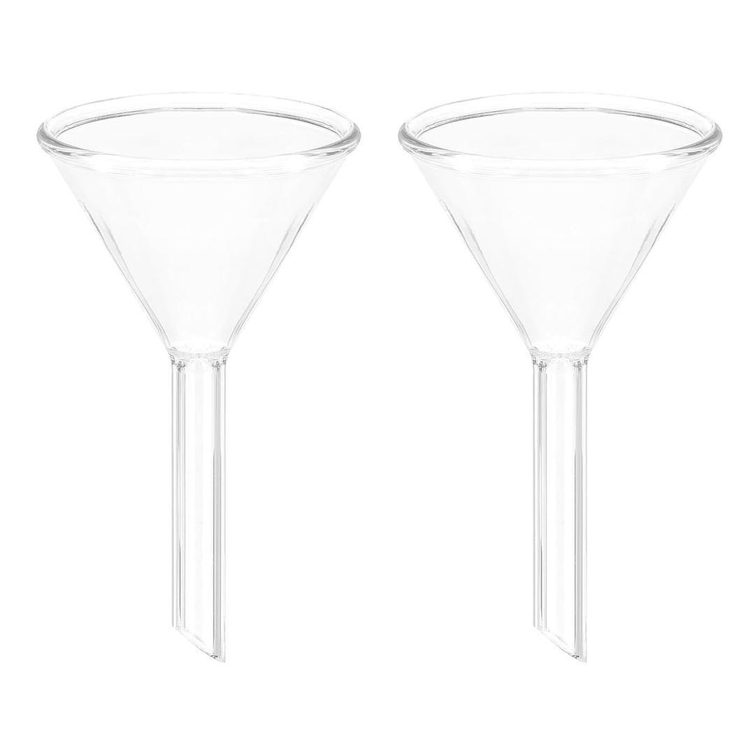 PATIKIL 45mm Glass Funnel, 2 Pack Short Stem Scientific Borosilicate Glass Heavy Wall Funnel for Filling Water Bottle Home Lab Kitchen Use (40mm)