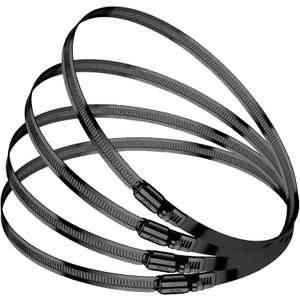 BOTTEN 4pcs Black Hose Clamp,5-6 Inch(130-152mm)304 Hose Clamps Stainless Steel Adjustable Worm Gear Hose Clamps Assortment Kit,radiator hose clamps fuel line clamps