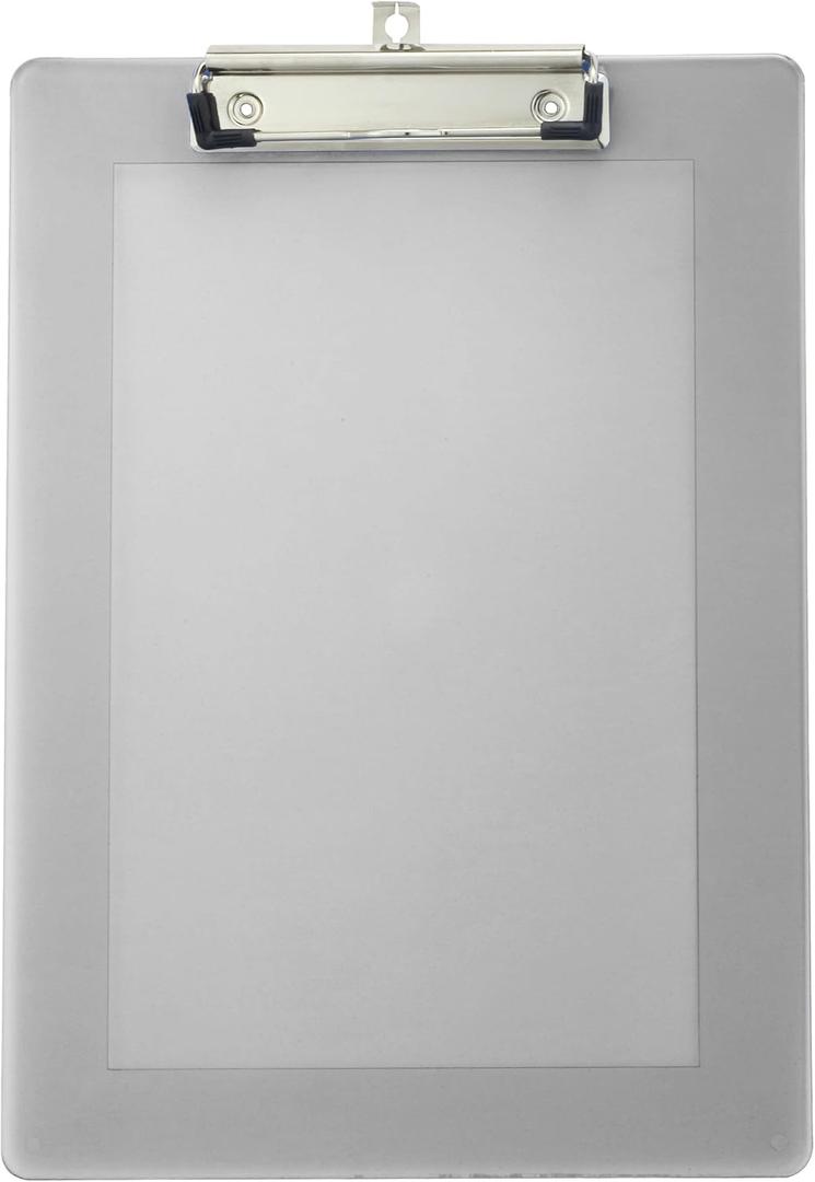 Officemate Plastic Clipboard Letter Size with Low Profile Clip, Assorted Transparent Colors (83007)