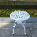 KAILI Outdoor Cast Aluminum Side Table Patio Side Table Backyard, Pool, Indoor, Easy Maintenance and Weather Resistant Coffee Table Porch Table Bistro Table (18.5round-White)