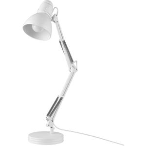 Globe Electric 52024 28" Swing Arm Architect Desk Lamp, Matte White, Rotary Switch on Shade, Partially Adjustable Arm, Modern Lighting for Bedroom or Office, Timeless, Indoor Lights (With Base)