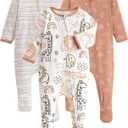 Yoofoss Baby Pajamas 100% Organic Cotton Baby Sleepers for 0-3 Months Boys Girls Clothes, 3-Pack Soft infant Toddler Footed PJs with Mitten Cuffs, Zipper Footies Pajamas
(Brown Animal)