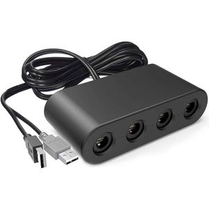 Gamecube Adapter for Nintendo Switch Gamecube Controller Adapter and Wii U and PC, Super Smash Bros Retro Gamecube Controller Adapter Support Turbo and Vibration Features with 180cm USB Cable