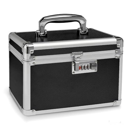 Black Medication Combination Lock Boxes with Code for Personal Items, Medicine Lockbox for Documents 9.76 x 6.02 x 7.48 Inches Colorful Small Doesn't Close