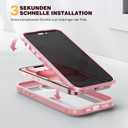 Diaclara Designed for iPhone 15 Case 6.1 Inch,Upgraded Full Body Rugged Clear Bumper Case with Built-in Privacy Screen Protector for iPhone 15,Pink