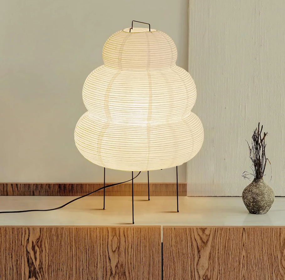 CMHSYTKE Noguchi Paper Floor Lamp, Akari Rice Paper Floor Lamp for Wabi Sabi Decor, Ideal for Bedside, Living Room, and Japandi Décor (Noguchi Style Lamp)