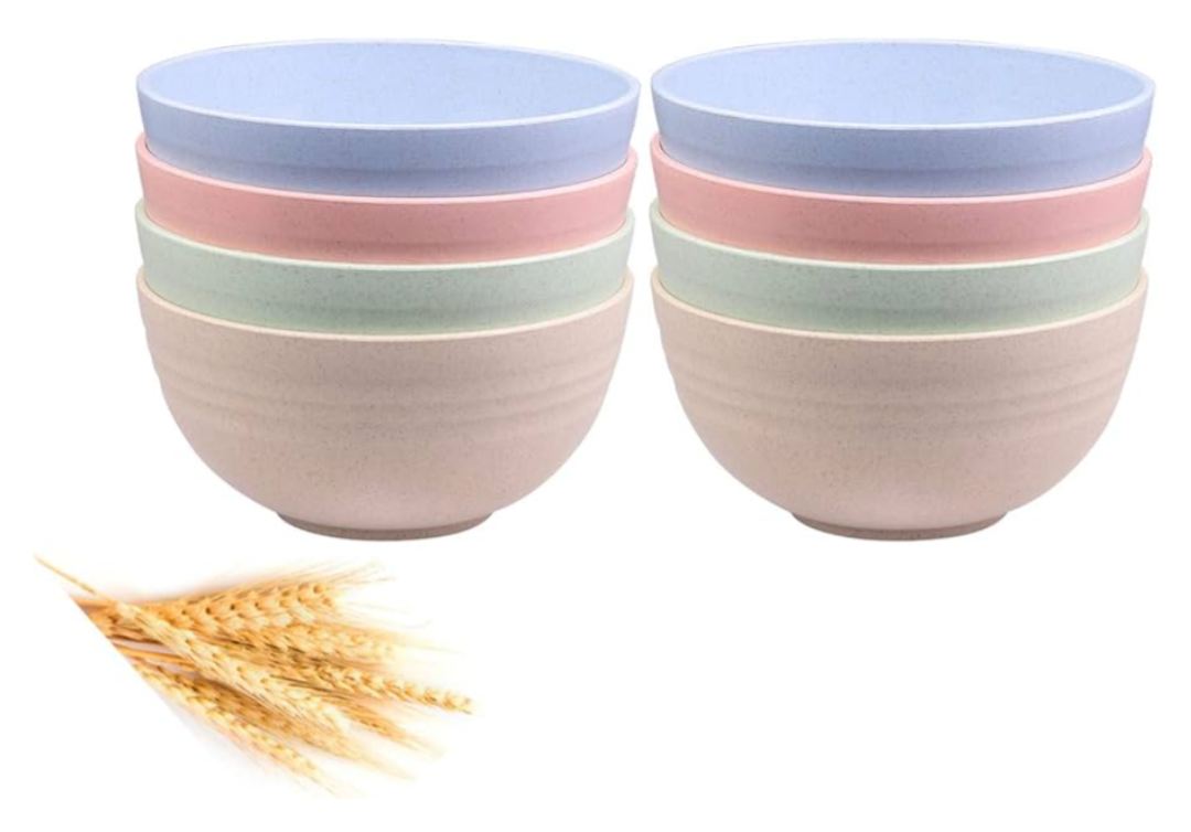 Unbreakable Cereal Bowls - 24 OZ Wheat Straw Fiber Lightweight Bowl Sets 8 - Dishwasher & Microwave Safe - for,Rice,Soup Bowls