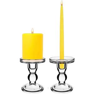 CYS EXCEL 2 PCS Glass Candle Holders for Pillar & Taper Candle Wedding Centerpieces Candlestick Holders