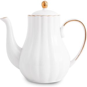 Agyiuns Tea Pot, Porcelain Teapot 37oztea pots for tea partyTea Infuser Pots for Blooming loose Leaf Tea(White)