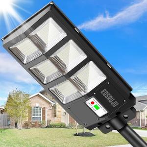 EOSRUJU Solar Street Lights - Outdoor Waterproof, 30000LM 6500K, Dusk to Dawn with Motion Sensor & Remote, Wide Angle for Parking Lot, Yard, Patio