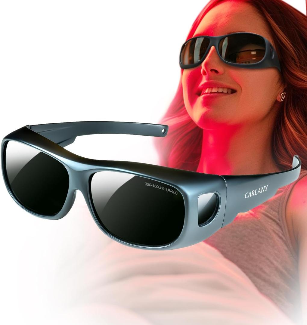 Professional Red Light Therapy Glasses OD5+ Eye Protection, Infrared & Blue Light, Portable LED Tanning Goggles (350-1500nm), Anti-Blue Light & UV Shield, Portable Eye Care for Home Use, SPA