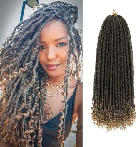 Goddess Locs Crochet Hair 6 Packs, 20 Inch Straight Faux Locs Crochet Braids, Pre-Looped Curly Soft Synthetic Ombre Braiding Hair Extensions for Black Women(20 Inch, 6 Packs, 1B/27#)