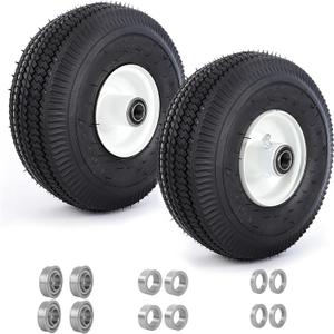 (2 Pack)4.10/3.50-4 Tubeless Lawn Mower Tire and Wheel,New Sawtooth Tread Tubeless Tire,3/4" and 5/8" Bearing, 4-1/4" Centered Hub,Compatible with Toro TimeCutter and Exmark Ouest Z-Turn Mower