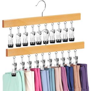 Legging Organizer for Closet, Pants Hangers with Clips Holds 20 Leggings, Jeans, Hats, Shorts, Socks, 360 Rotating Space Saving Hanging Clothes Organizer for Closet Organizers and Storage 2Pcs